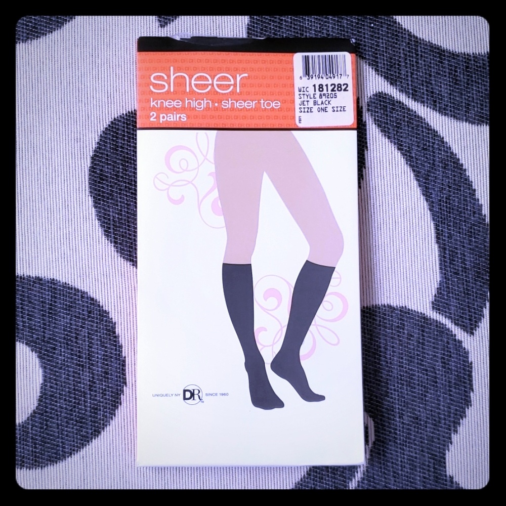 2 pairs black sheer knee highs